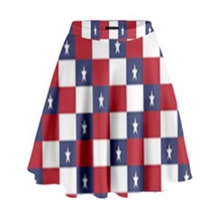 American Flag Star White Red Blue High Waist Skirt by Mariart