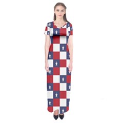 American Flag Star White Red Blue Short Sleeve Maxi Dress by Mariart