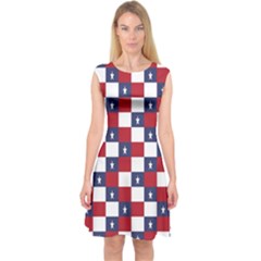 American Flag Star White Red Blue Capsleeve Midi Dress by Mariart