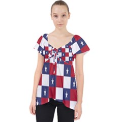 American Flag Star White Red Blue Dolly Top