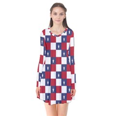 American Flag Star White Red Blue Flare Dress by Mariart