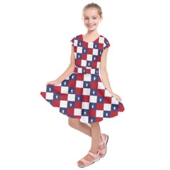 American Flag Star White Red Blue Kids  Short Sleeve Dress by Mariart