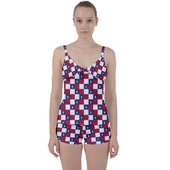 American Flag Star White Red Blue Tie Front Two Piece Tankini by Mariart