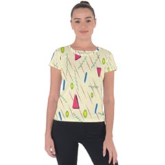 Background  With Lines Triangles Short Sleeve Sports Top  by Mariart