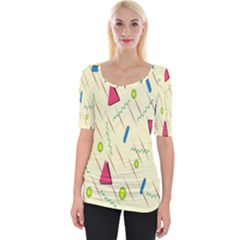 Background  With Lines Triangles Wide Neckline Tee