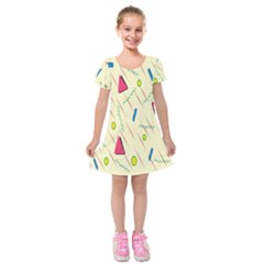 Background  With Lines Triangles Kids  Short Sleeve Velvet Dress by Mariart