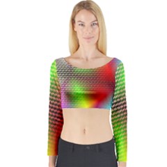 Abstract Rainbow Pattern Colorful Stars Space Long Sleeve Crop Top by Mariart