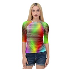 Abstract Rainbow Pattern Colorful Stars Space Quarter Sleeve Raglan Tee