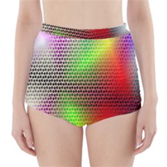 Abstract Rainbow Pattern Colorful Stars Space High-waisted Bikini Bottoms by Mariart