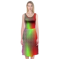 Abstract Rainbow Pattern Colorful Stars Space Midi Sleeveless Dress