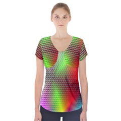 Abstract Rainbow Pattern Colorful Stars Space Short Sleeve Front Detail Top by Mariart