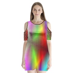 Abstract Rainbow Pattern Colorful Stars Space Shoulder Cutout Velvet  One Piece by Mariart