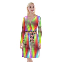 Abstract Rainbow Pattern Colorful Stars Space Long Sleeve Velvet Front Wrap Dress by Mariart