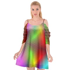 Abstract Rainbow Pattern Colorful Stars Space Cutout Spaghetti Strap Chiffon Dress