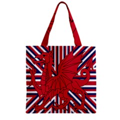 Alternatively Mega British America Red Dragon Zipper Grocery Tote Bag