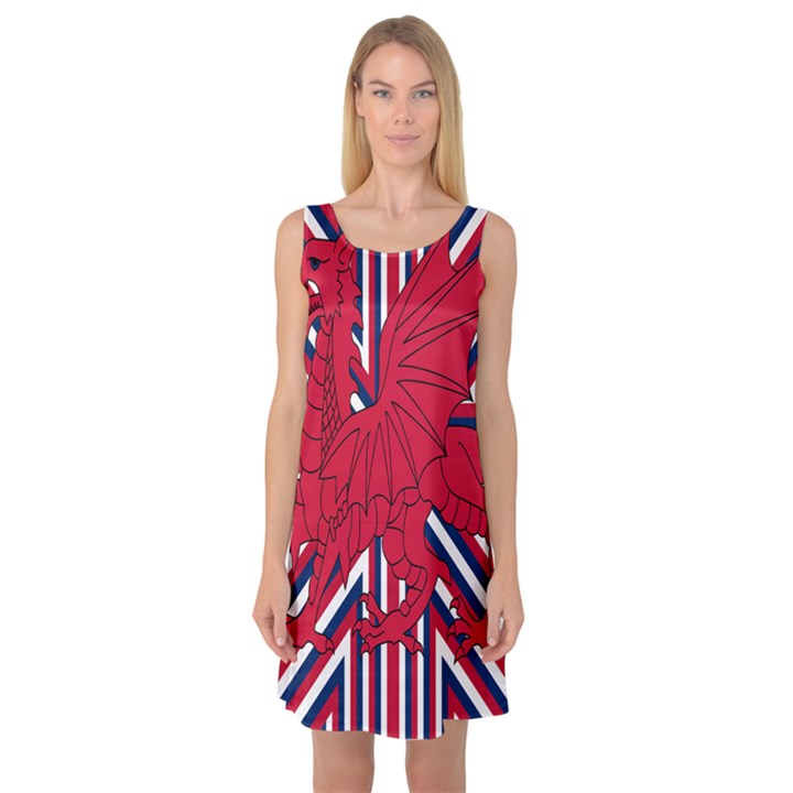 Alternatively Mega British America Red Dragon Sleeveless Satin Nightdress