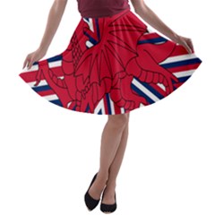 Alternatively Mega British America Red Dragon A-line Skater Skirt