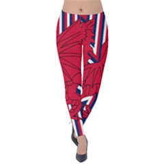 Alternatively Mega British America Red Dragon Velvet Leggings by Mariart