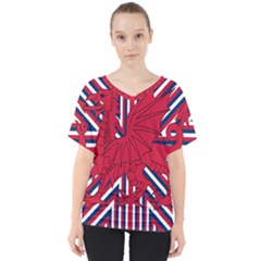 Alternatively Mega British America Red Dragon V-neck Dolman Drape Top