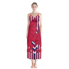 Alternatively Mega British America Red Dragon Button Up Chiffon Maxi Dress