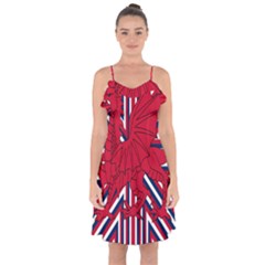 Alternatively Mega British America Red Dragon Ruffle Detail Chiffon Dress