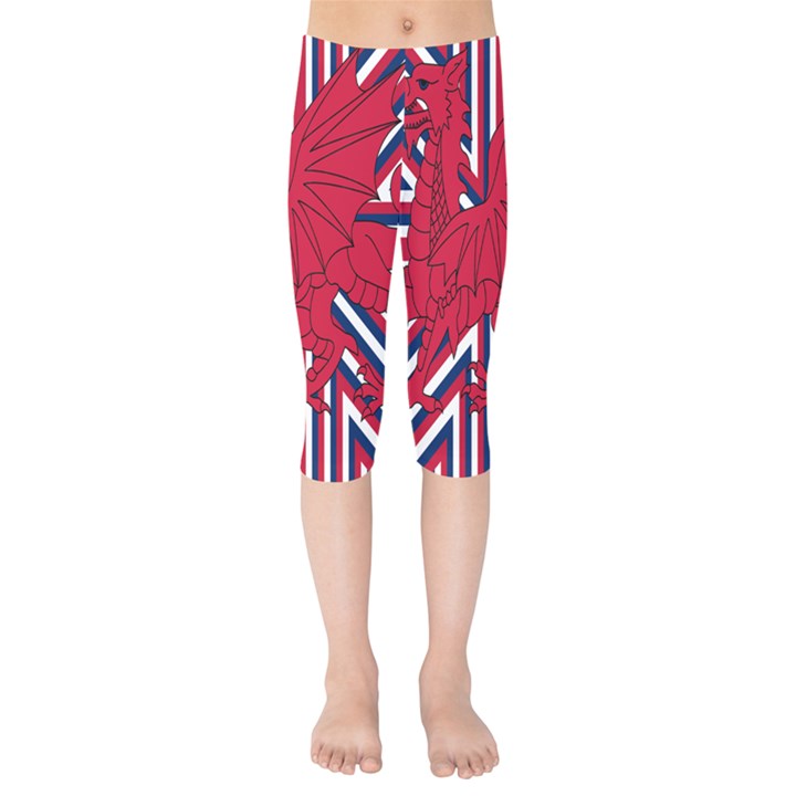 Alternatively Mega British America Red Dragon Kids  Capri Leggings 