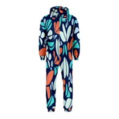 Blue Tossed Flower Floral Hooded Jumpsuit (kids) by Mariart