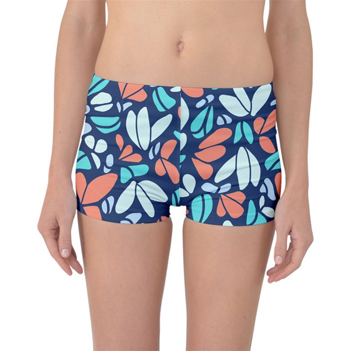 Blue Tossed Flower Floral Reversible Boyleg Bikini Bottoms