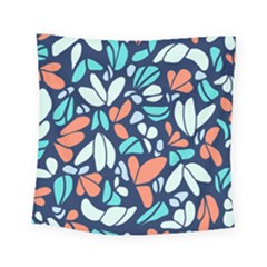 Blue Tossed Flower Floral Square Tapestry (small)