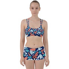 Blue Tossed Flower Floral Women s Sports Set by Mariart