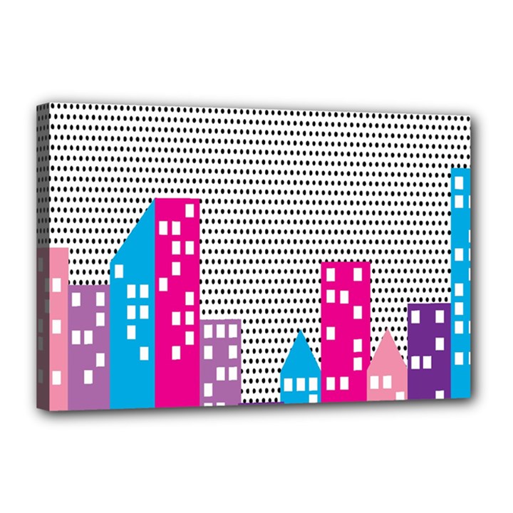 Building Polka City Rainbow Canvas 18  x 12 