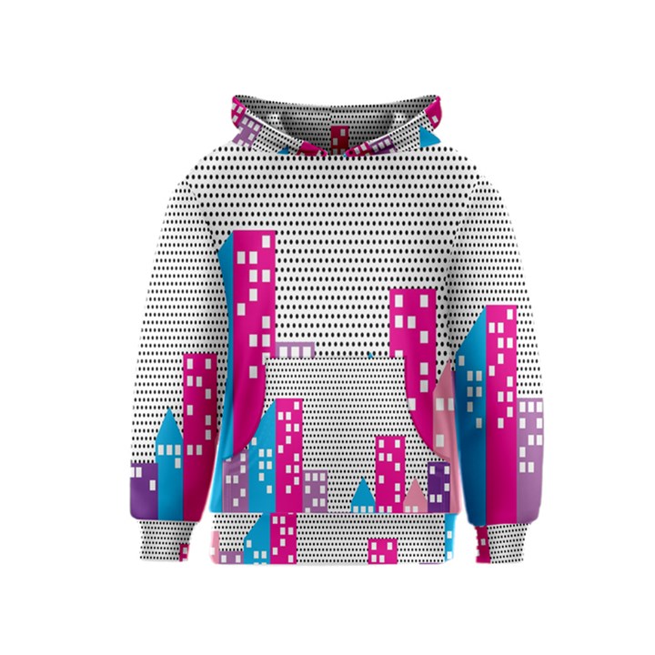 Building Polka City Rainbow Kids  Pullover Hoodie