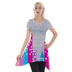 Building Polka City Rainbow Short Sleeve Side Drop Tunic