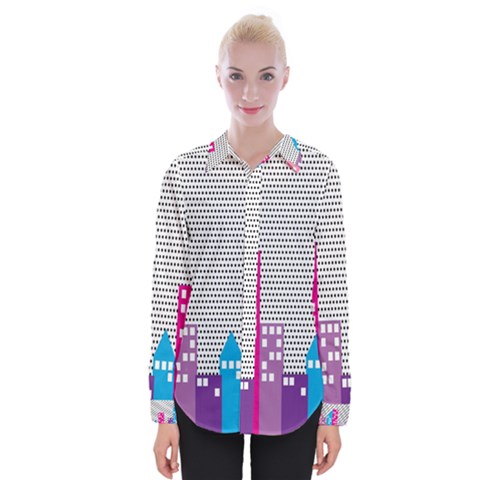 Building Polka City Rainbow Womens Long Sleeve Shirt by Mariart