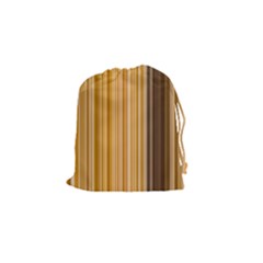 Brown Verticals Lines Stripes Colorful Drawstring Pouches (small) 