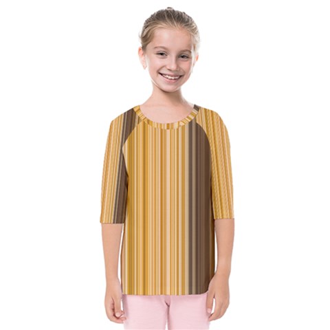 Brown Verticals Lines Stripes Colorful Kids  Quarter Sleeve Raglan Tee by Mariart