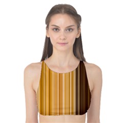 Brown Verticals Lines Stripes Colorful Tank Bikini Top by Mariart