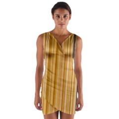 Brown Verticals Lines Stripes Colorful Wrap Front Bodycon Dress