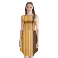 Brown Verticals Lines Stripes Colorful Sleeveless Chiffon Dress   by Mariart