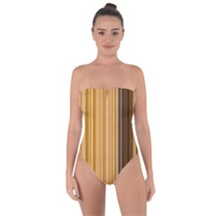 Brown Verticals Lines Stripes Colorful Tie Back One Piece Swimsuit