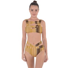 Brown Verticals Lines Stripes Colorful Bandaged Up Bikini Set  by Mariart