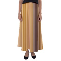 Brown Verticals Lines Stripes Colorful Flared Maxi Skirt by Mariart