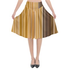 Brown Verticals Lines Stripes Colorful Flared Midi Skirt