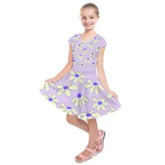 Light Violet Flowers Kids  Short Sleeve Dress by PattyVilleDesigns