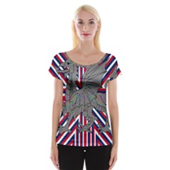 Alternatively Mega British America Dragon Illustration Cap Sleeve Tops