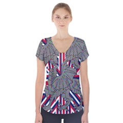 Alternatively Mega British America Dragon Illustration Short Sleeve Front Detail Top by Mariart