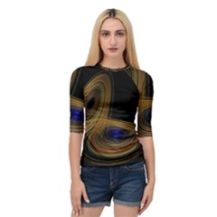 Wondrous Trajectorie Illustrated Line Light Black Quarter Sleeve Raglan Tee