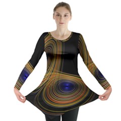 Wondrous Trajectorie Illustrated Line Light Black Long Sleeve Tunic 