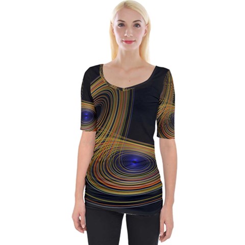 Wondrous Trajectorie Illustrated Line Light Black Wide Neckline Tee by Mariart