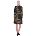 Wondrous Trajectorie Illustrated Line Light Black Long Sleeve Velvet Front Wrap Dress View2